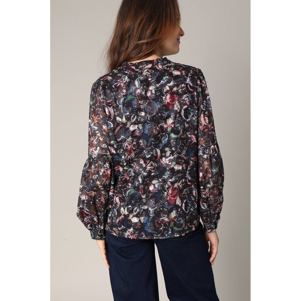 Blouse fluide à imprimé floral MANUELLA black, DEELUXE