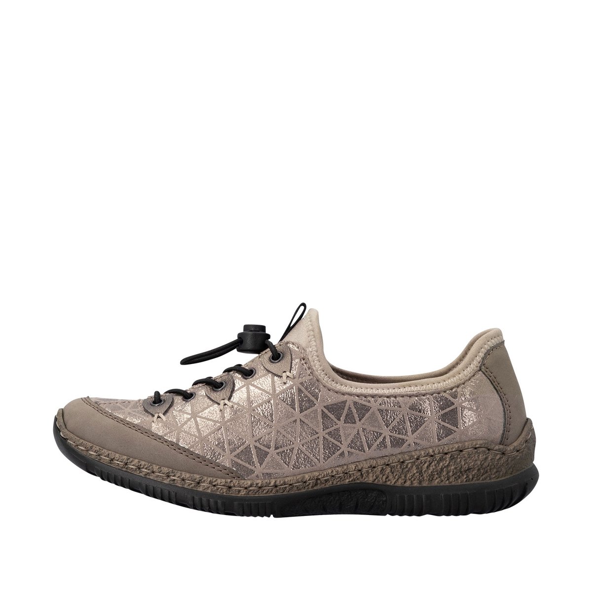 Sneakers beiges à talon plat pourvues d'une fermeture élastiquée beige, RIEKER
