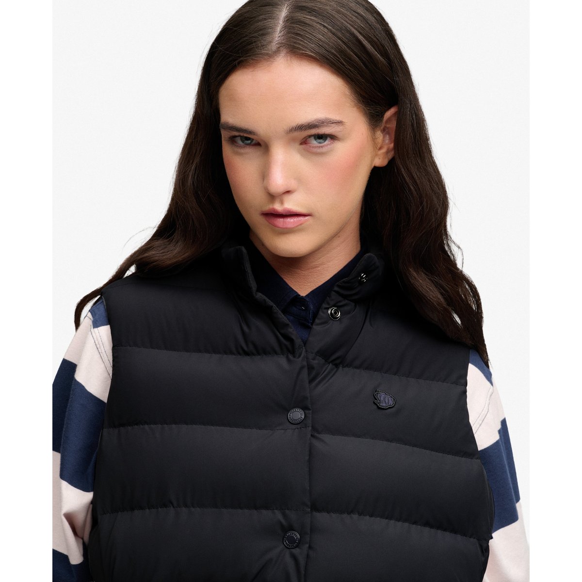 Gilet Matelassé Boutons-Pression Coupe Ajustée ébène, SUPERDRY