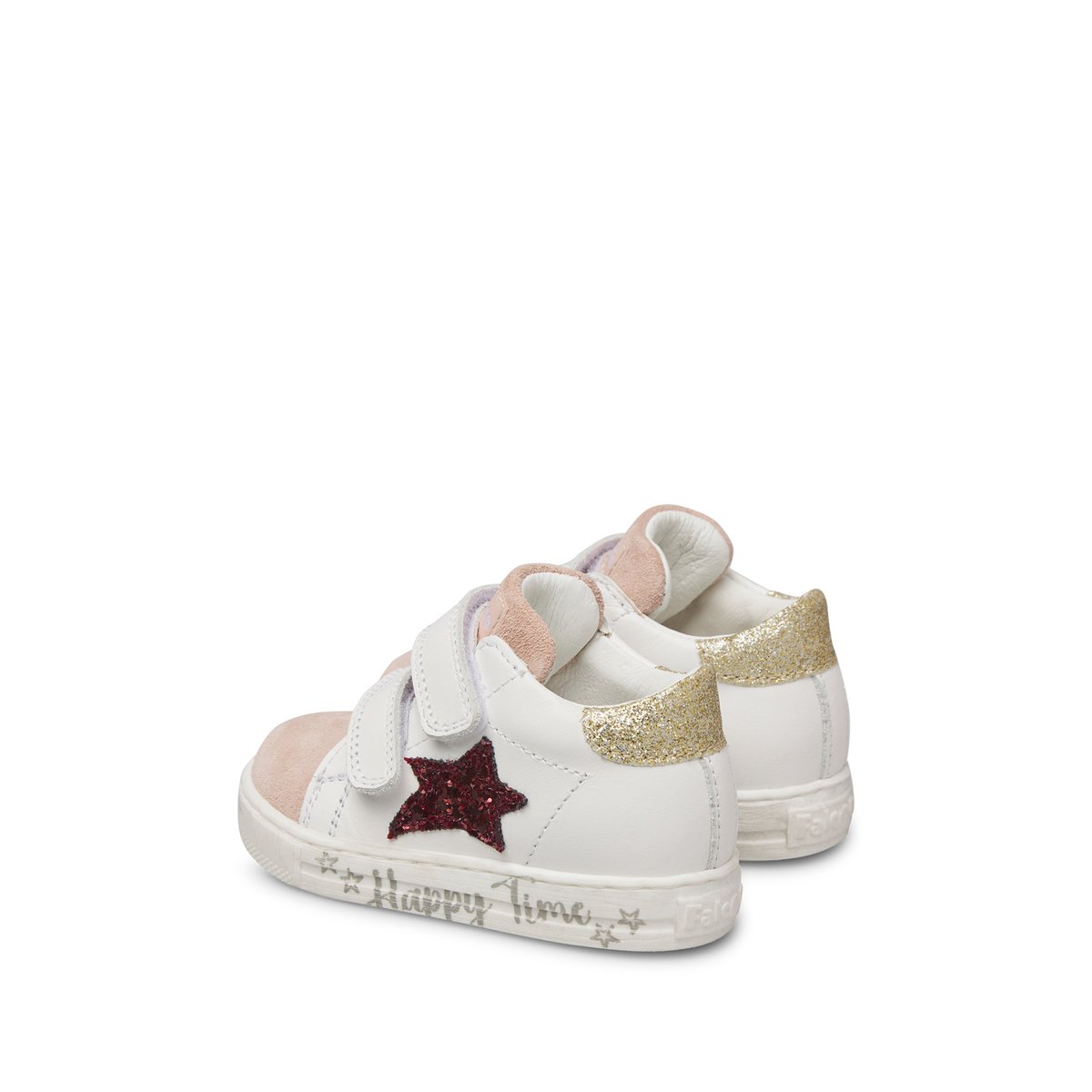 Baskets en cuir et suède SASHA VL blanc-rose-, FALCOTTO