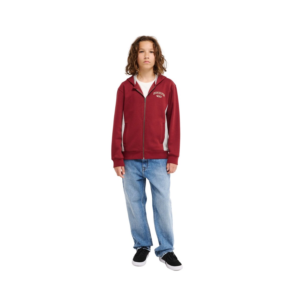 Sweat capuche zippé NO TEACHER rouge oxblood red, QUIKSILVER