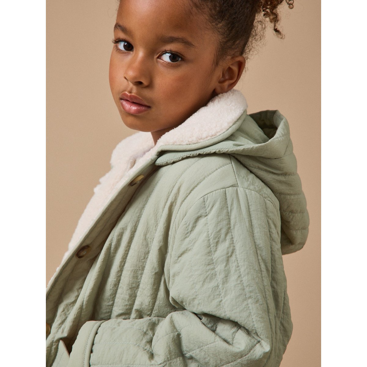 Veste matelassée col sherpa vert d'eau, CYRILLUS