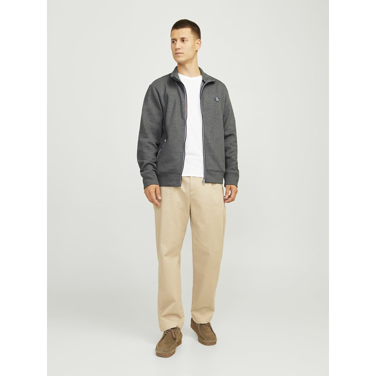 Sweat zippé col montant gris foncé, JACK & JONES
