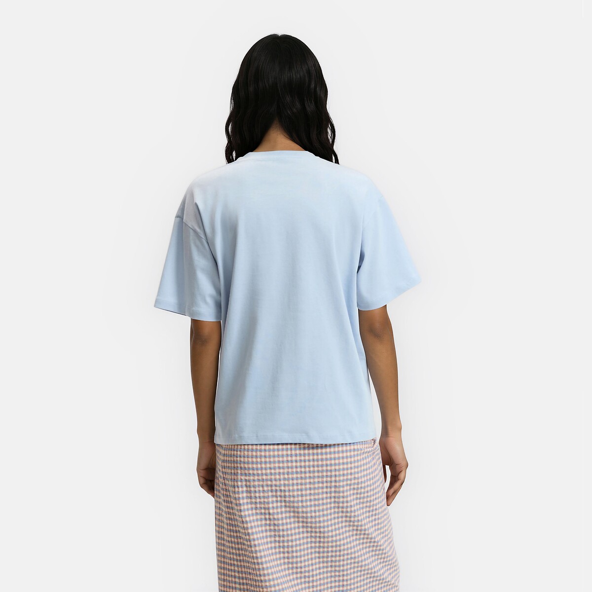 Slogan Crew Neck Short Sleeve T-Shirt sky blue, LA REDOUTE COLLECTIONS