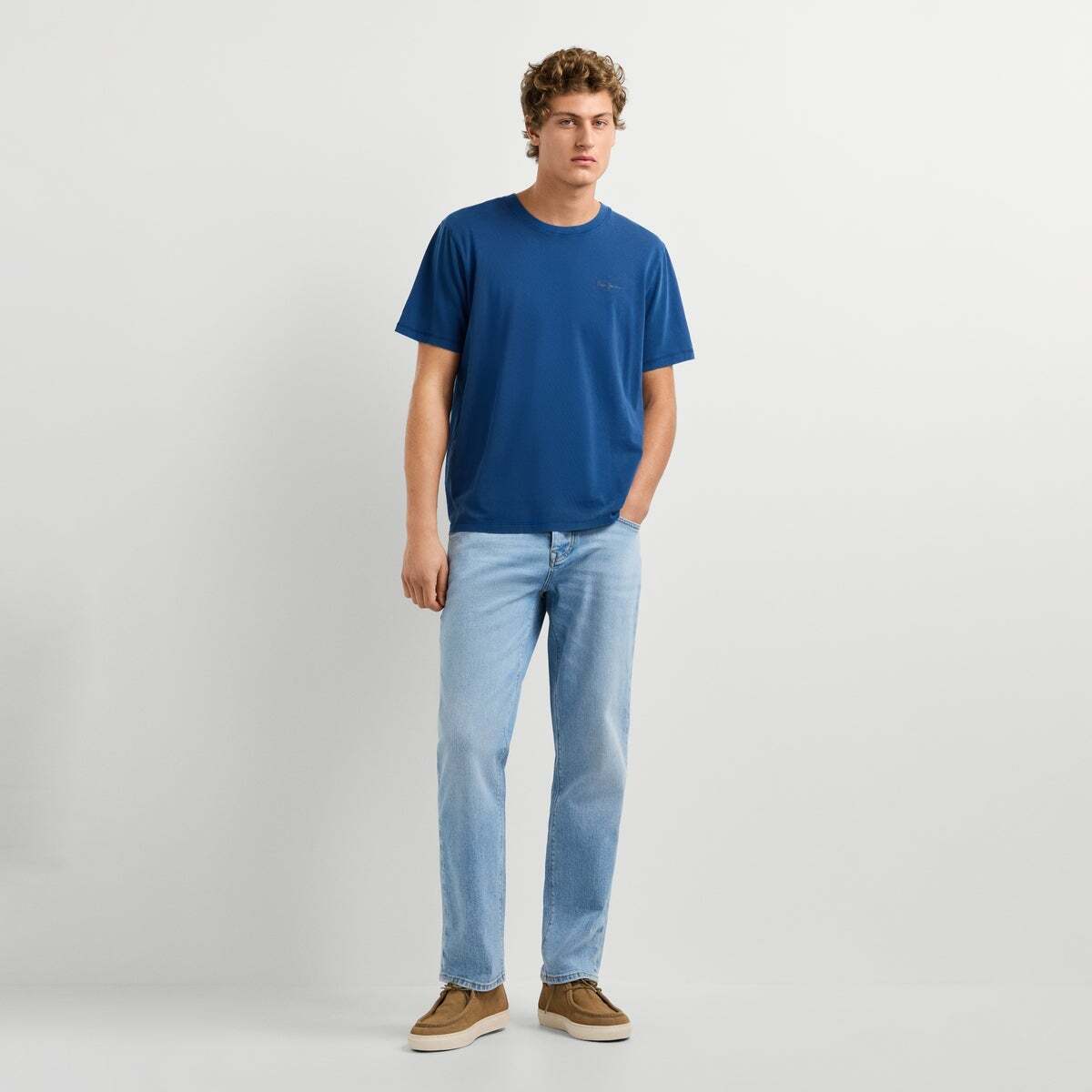 T-shirt manches courtes à petit logo encre bleue, PEPE JEANS