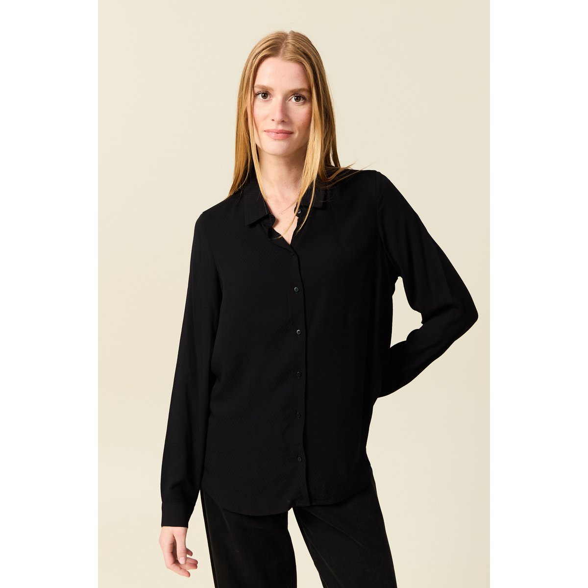 Chemise manches longues fluide noir, BONOBO