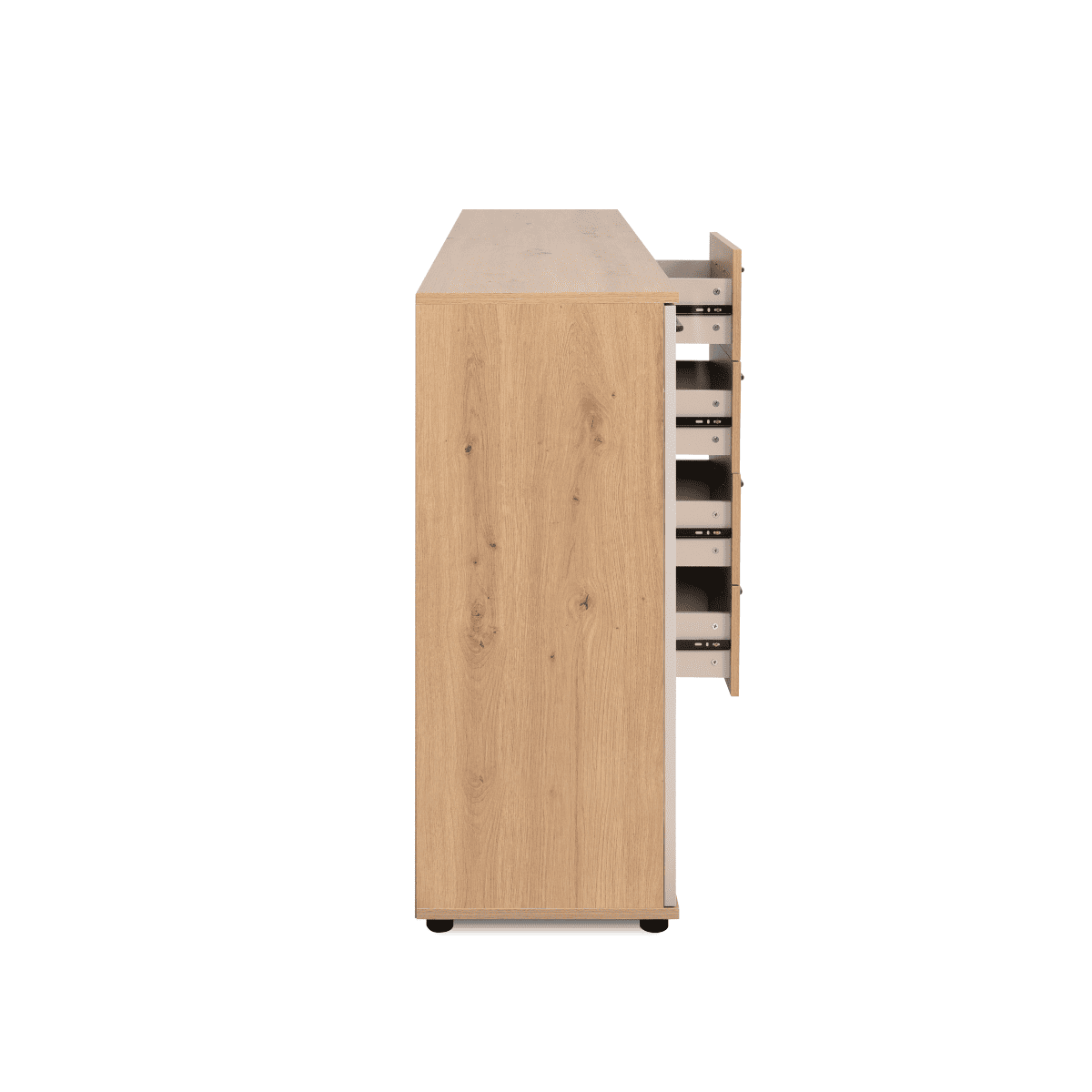 Buffet 3 portes, 4 tiroirs LINO bois clair, CALICOSY
