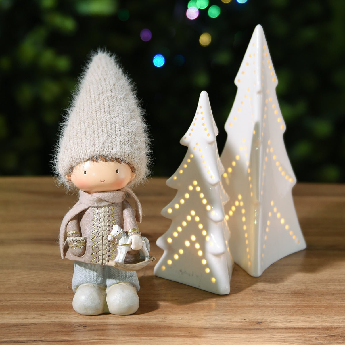 Figurine de noël garçon artificielle H25 PLAY gris, SIA DECO