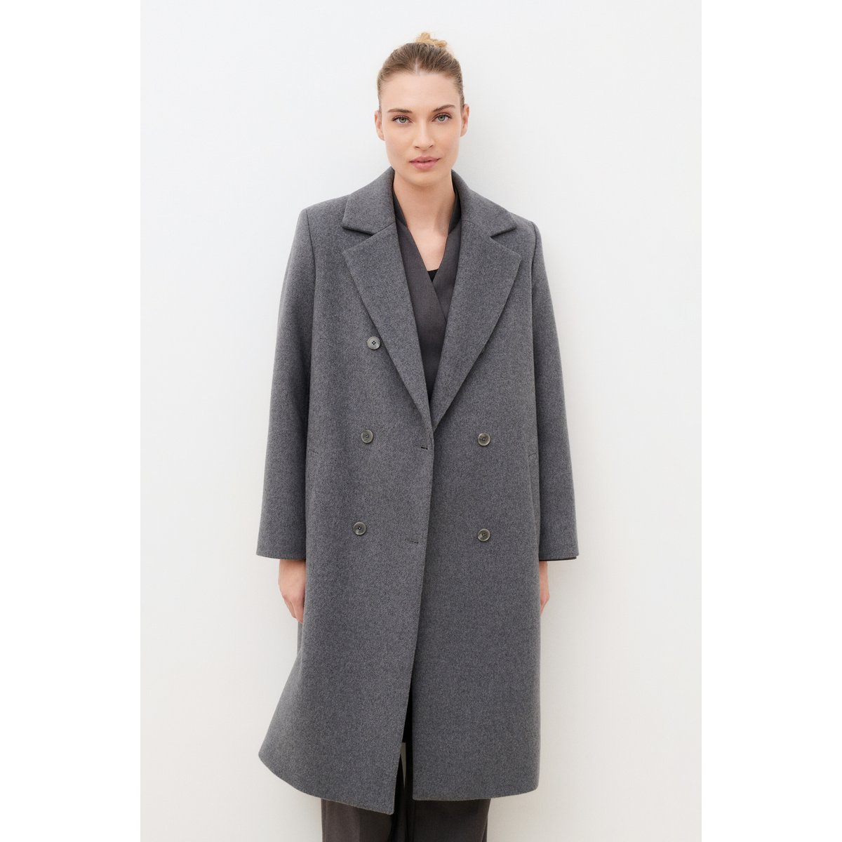 Manteau droit col tailleur GLUCAS gris, CAROLL