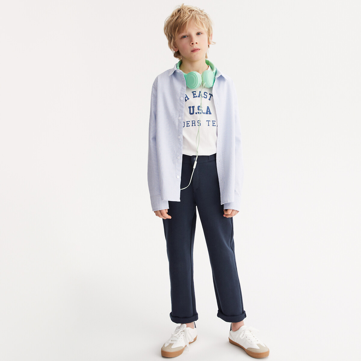 Cotton Jogging Trousers navy blue, LA REDOUTE COLLECTIONS