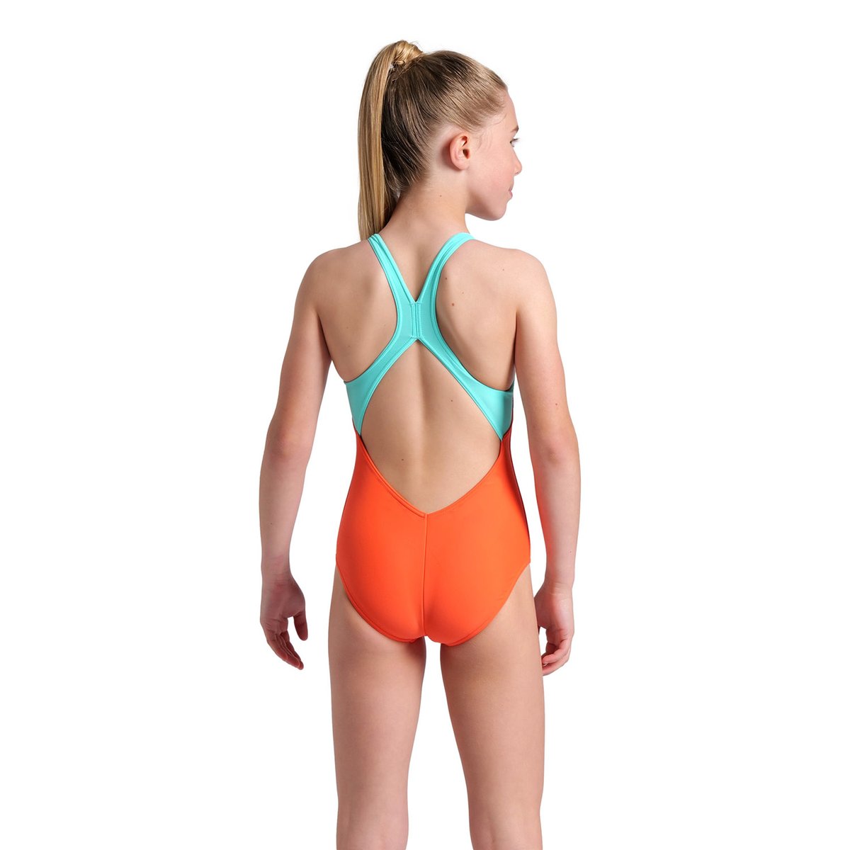 Maillot de bain arena Feel Shaking V Back pour fille calypso coral-water, ARENA
