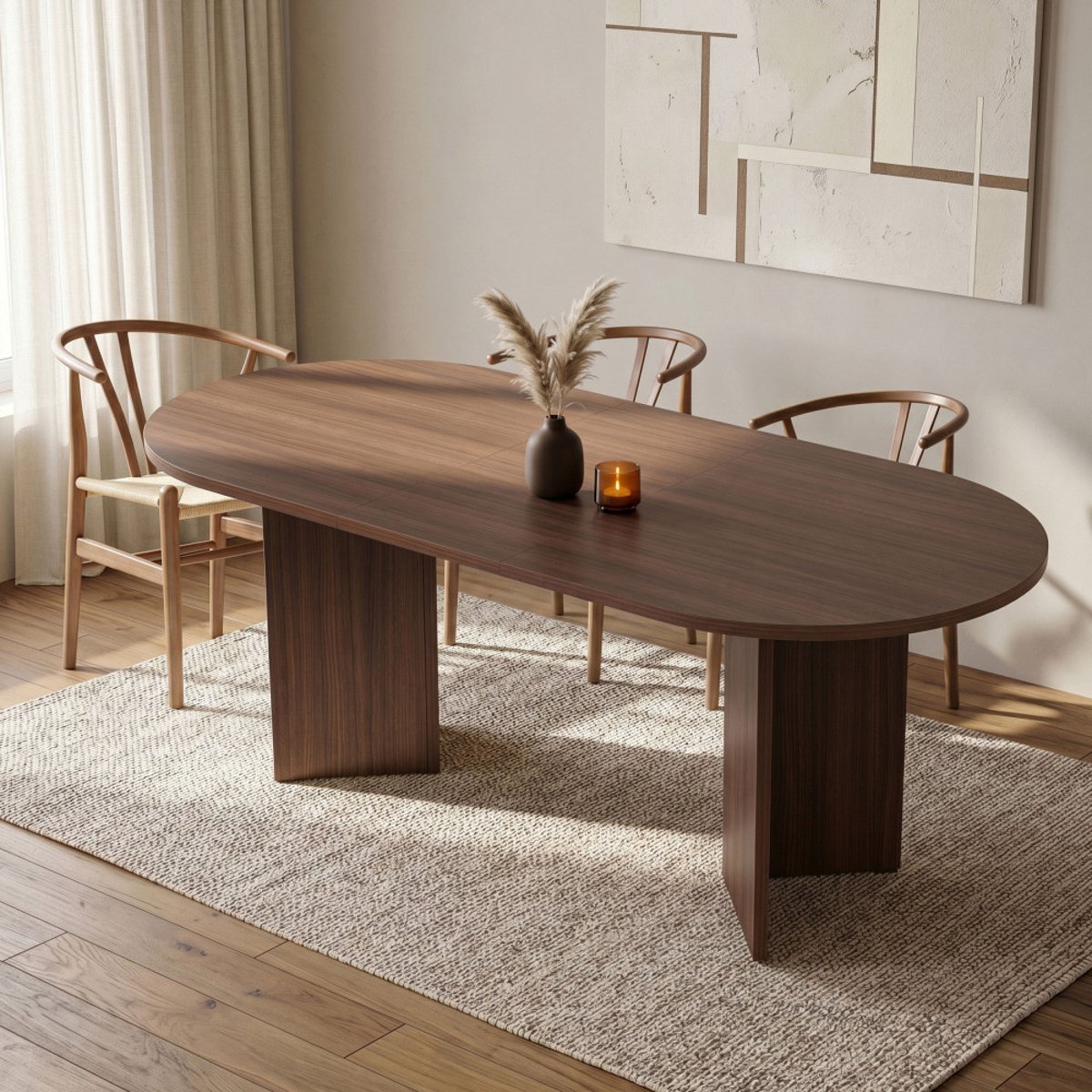 Table à manger extensible 6 à 8 personnes en bois 160-200x75cm- SAM bois foncé, DRAWER