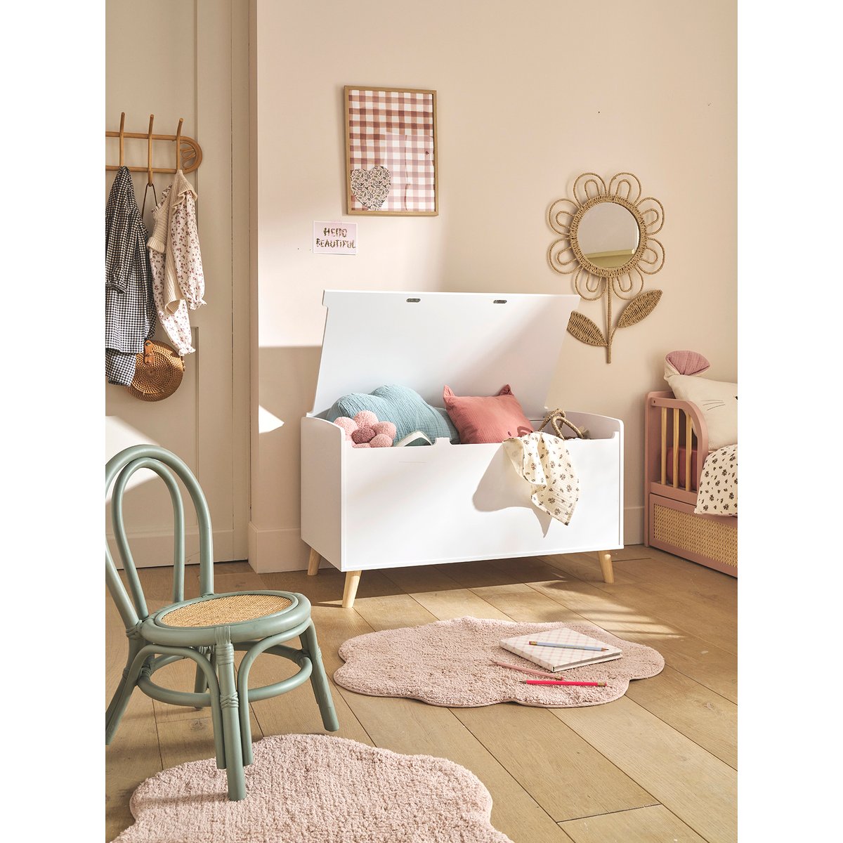 Coffre à jouets XL LIGNE CONFETTI blanc, VERTBAUDET