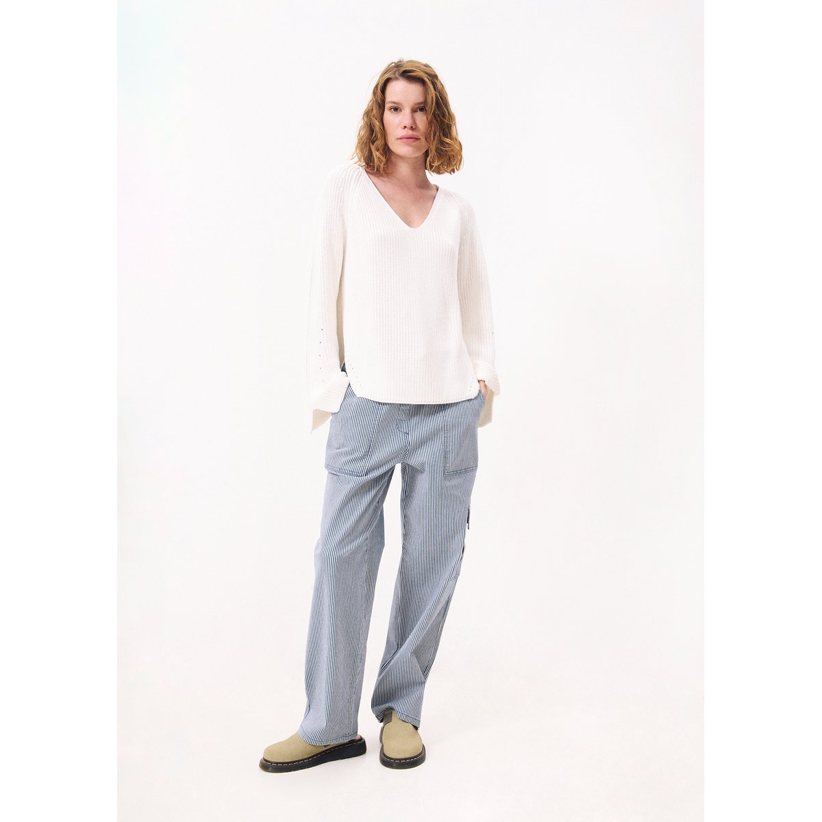 Pantalons en coton POLETTE bleu jean, FRNCH