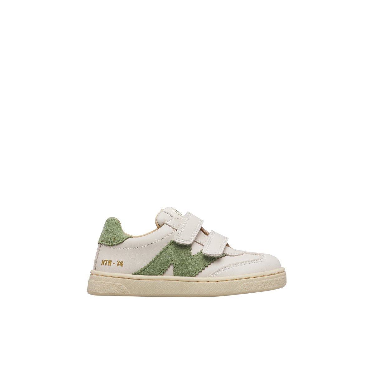 Sneaker en daim et tissu technique JENIX VL. blanc-vert, NATURINO