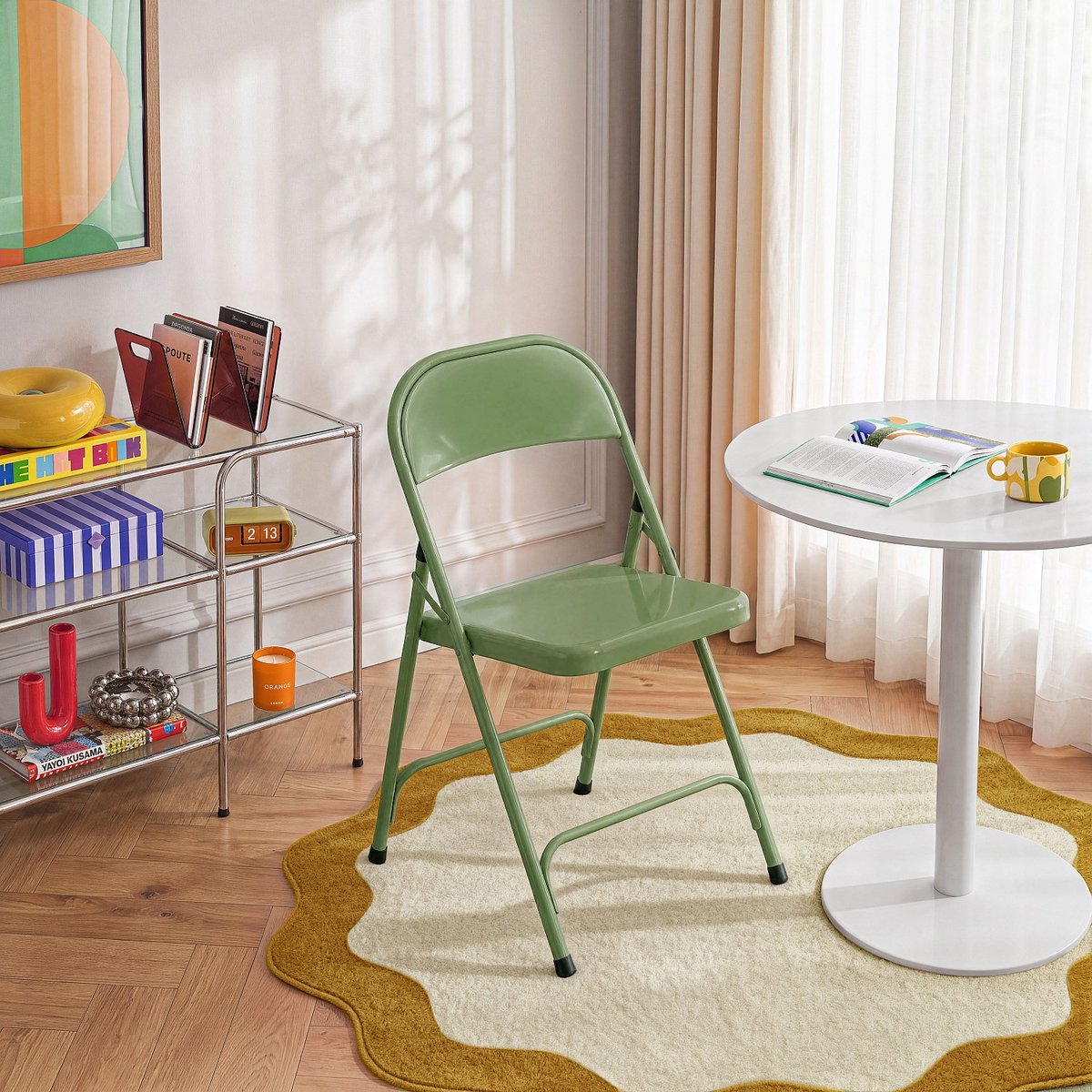 Table à manger métal OLYMPE beige, HABITAT