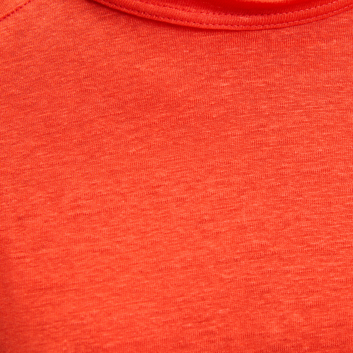 T-shirt col rond, à manches courtes, en lin rouge grenadine, LA REDOUTE COLLECTIONS