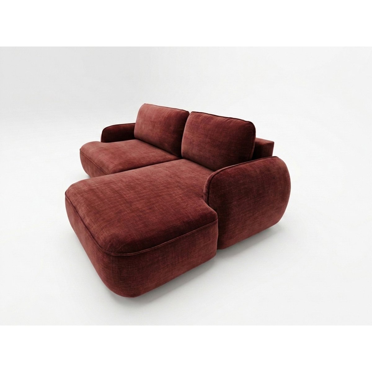 Canapé d'angle convertible 3 places en tissu lisse, CELESTE rouge, BOBOCHIC