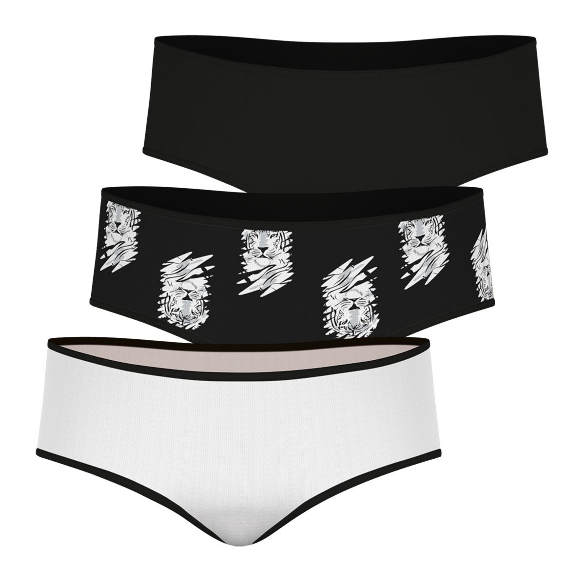 Boxers, lot de 3, girl mode noir-blanc, ATHENA