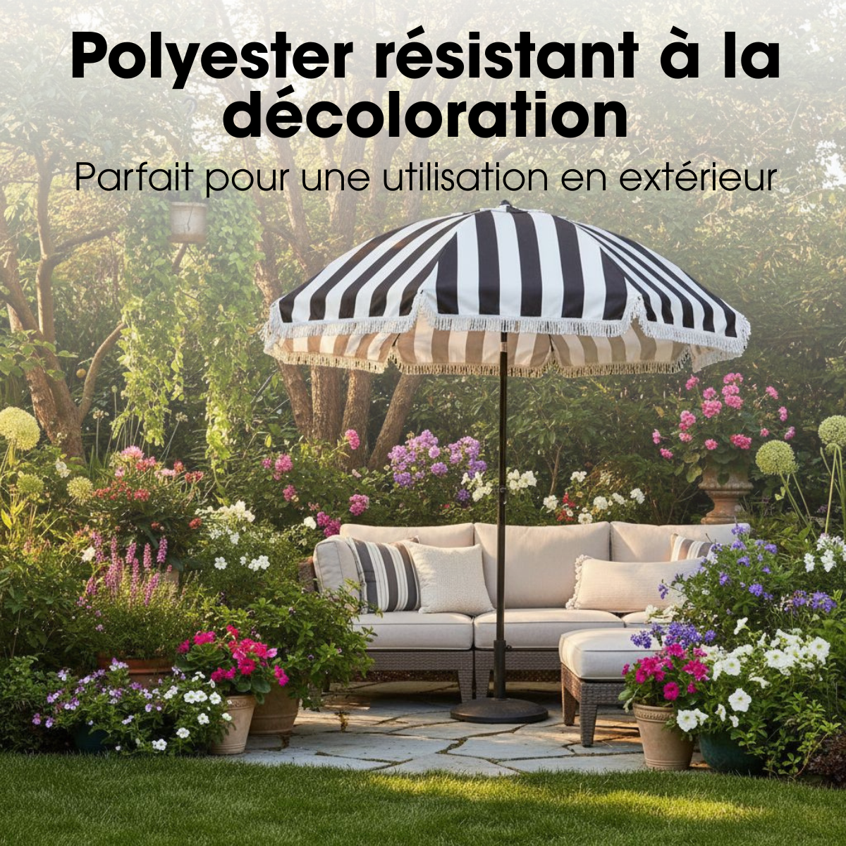Parasol à rayures OSBORN noir, IN THE MOOD COLLECTION