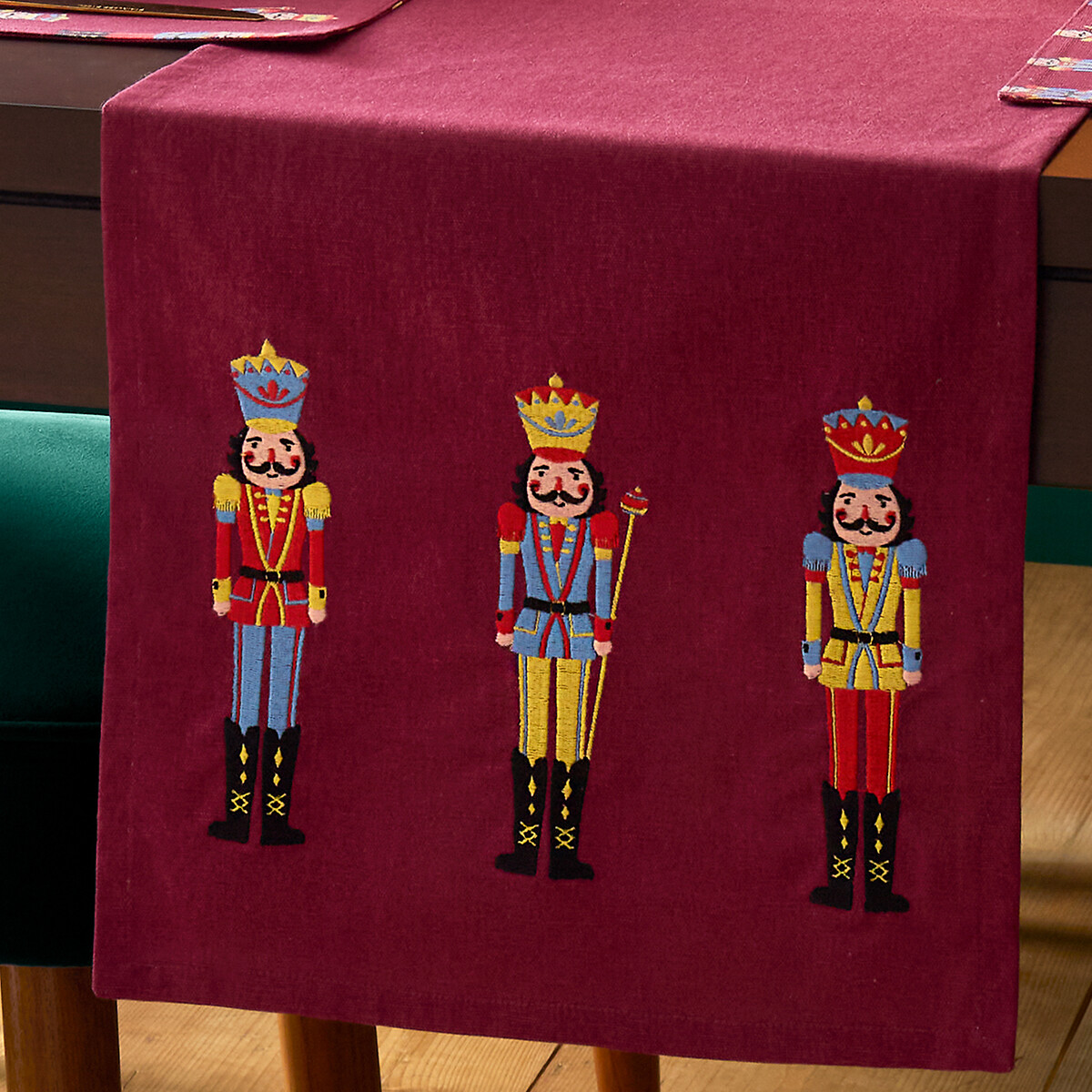 Christmas Nutcracker Cotton Dining Table Runner plum, CATHERINE LANSFIELD
