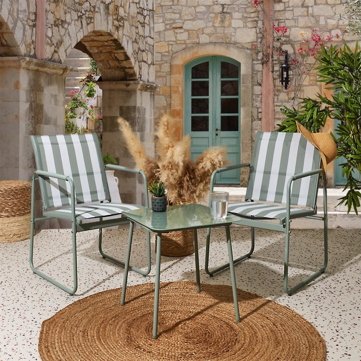 Salon de jardin en acier 2 places NICE vert, THE HOME DECO FACTORY