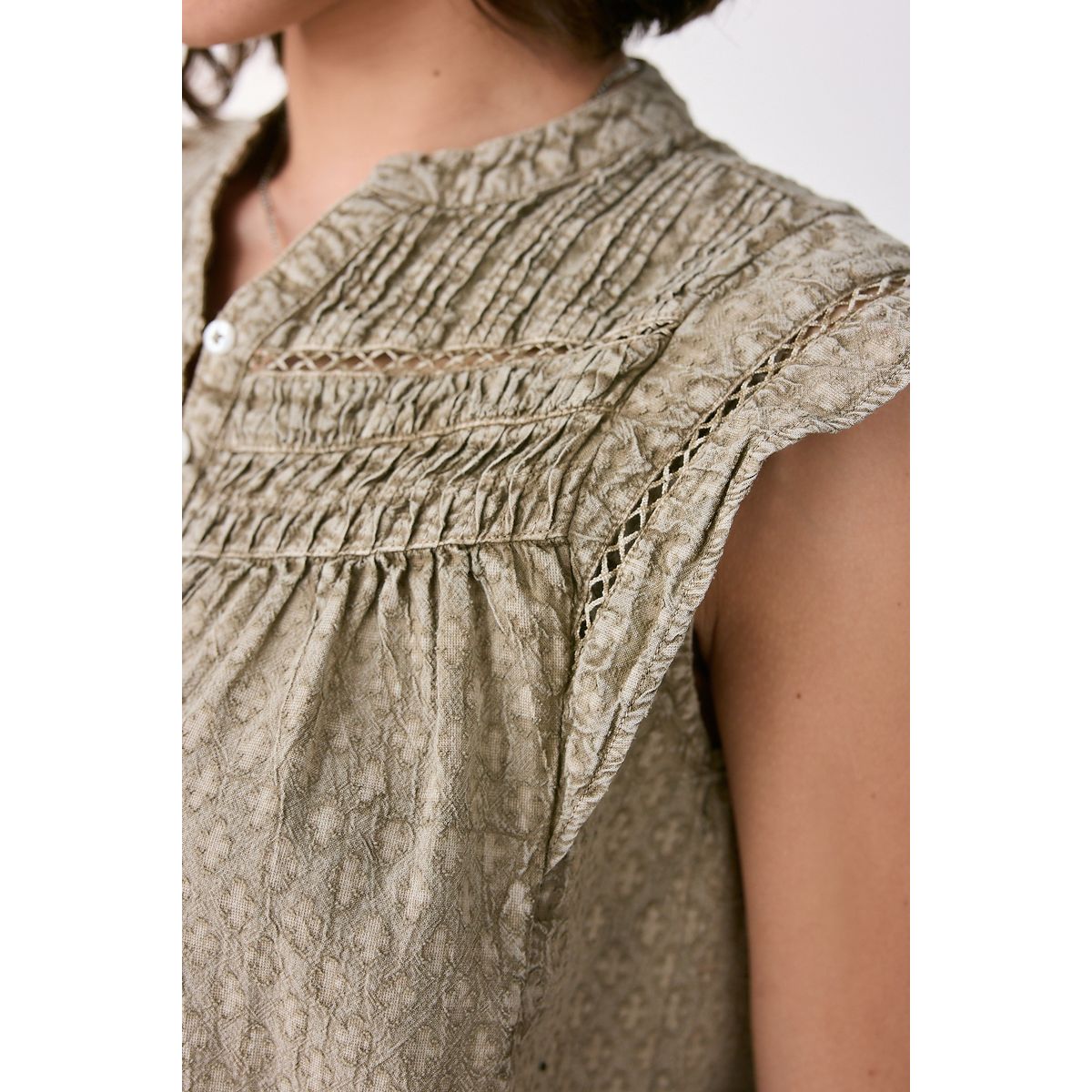 Blouse sans manches à motif jacquard vert, NEXT