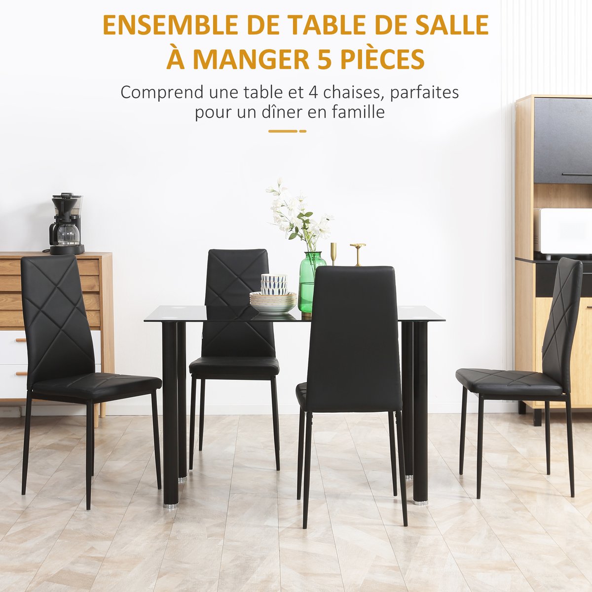 Ensemble de table à manger Acier Noir noir, HOMCOM