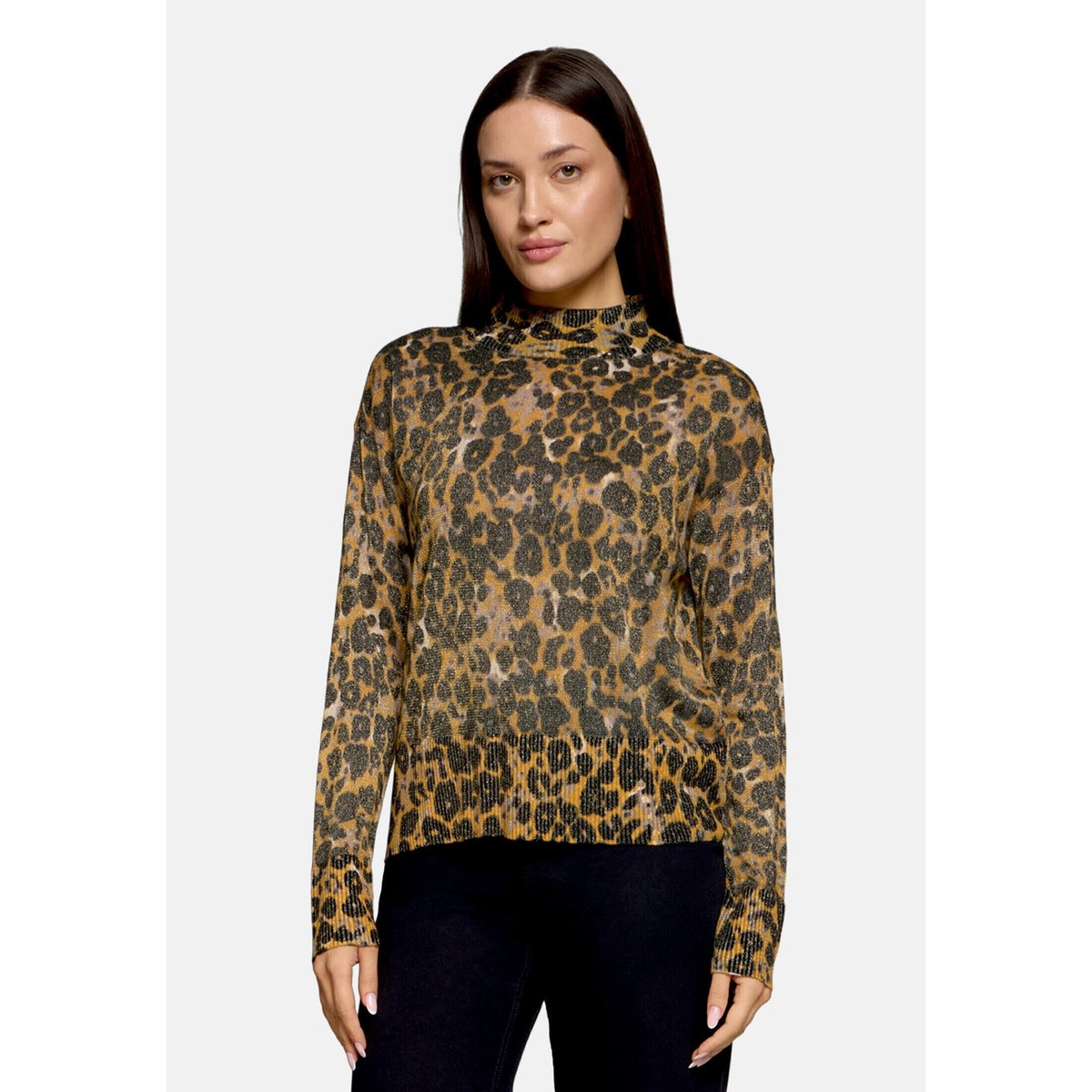 Pull-over en fine maille à fils de fil textile taupe/yellow, BETTY BARCLAY