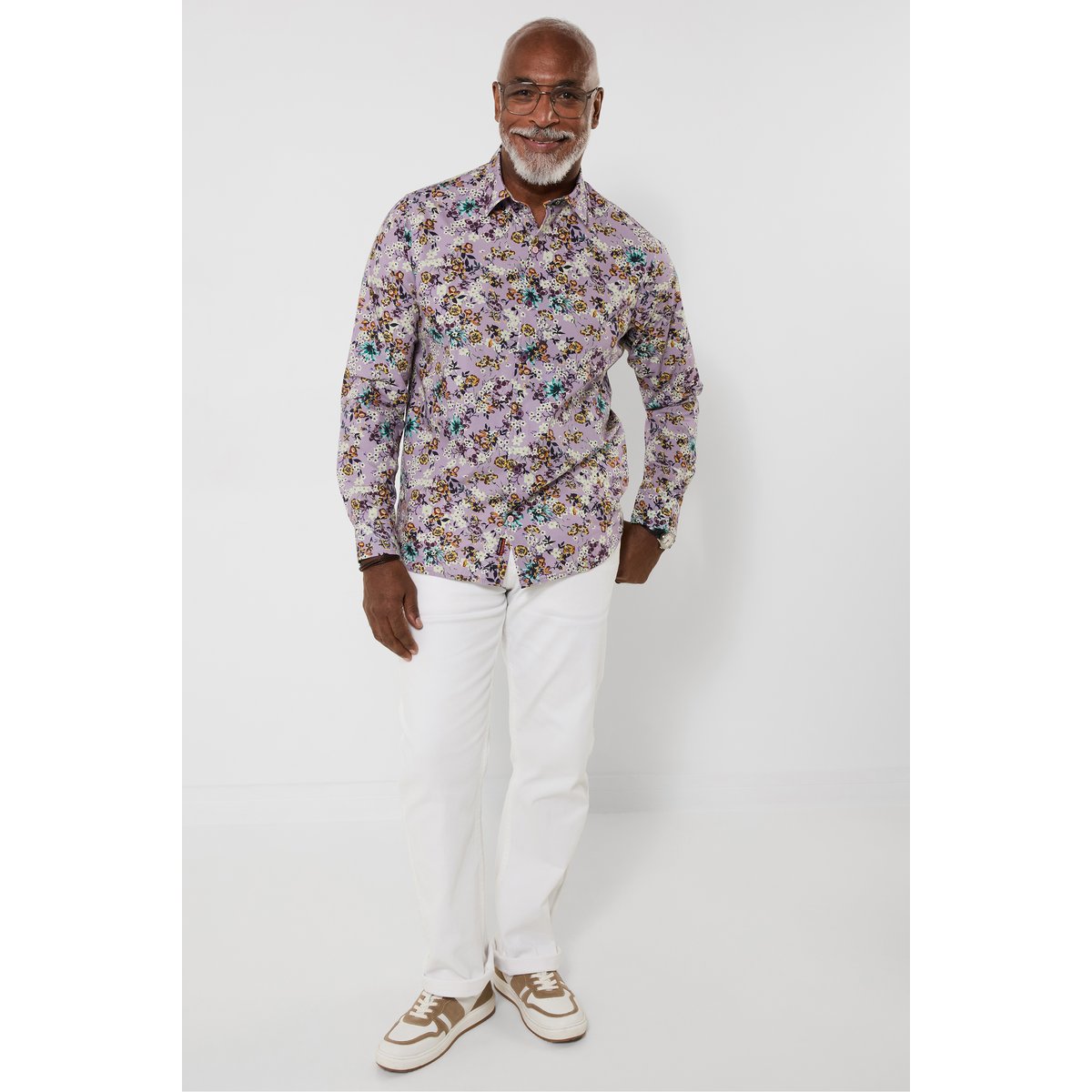 Chemise à manches longues imprimé floral intégral violet, JOE BROWNS