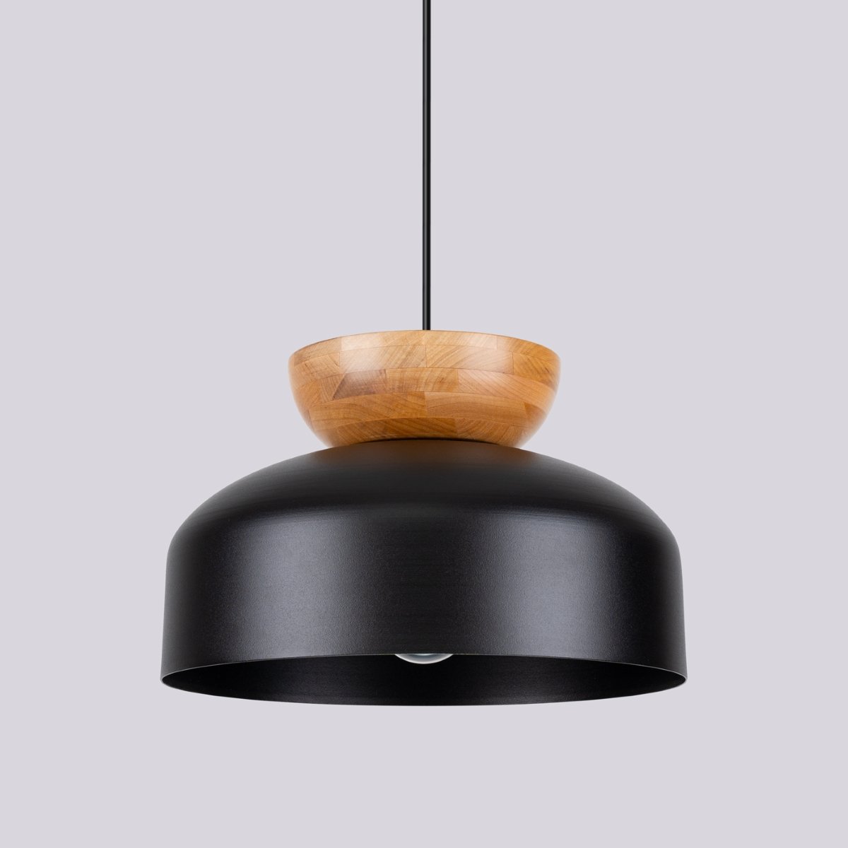 Suspension Bois Noir/Bois Naturel E27 1 Marion noir, EDEN
