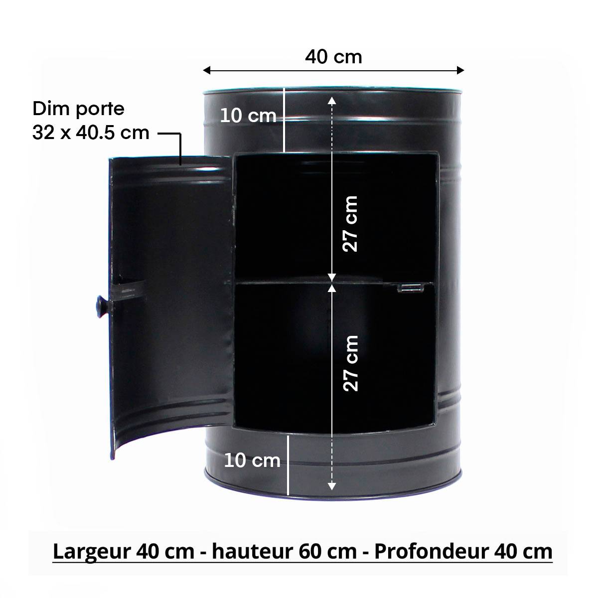 Table de chevet bidon en métal noir MERYL noir, MADE IN MEUBLES