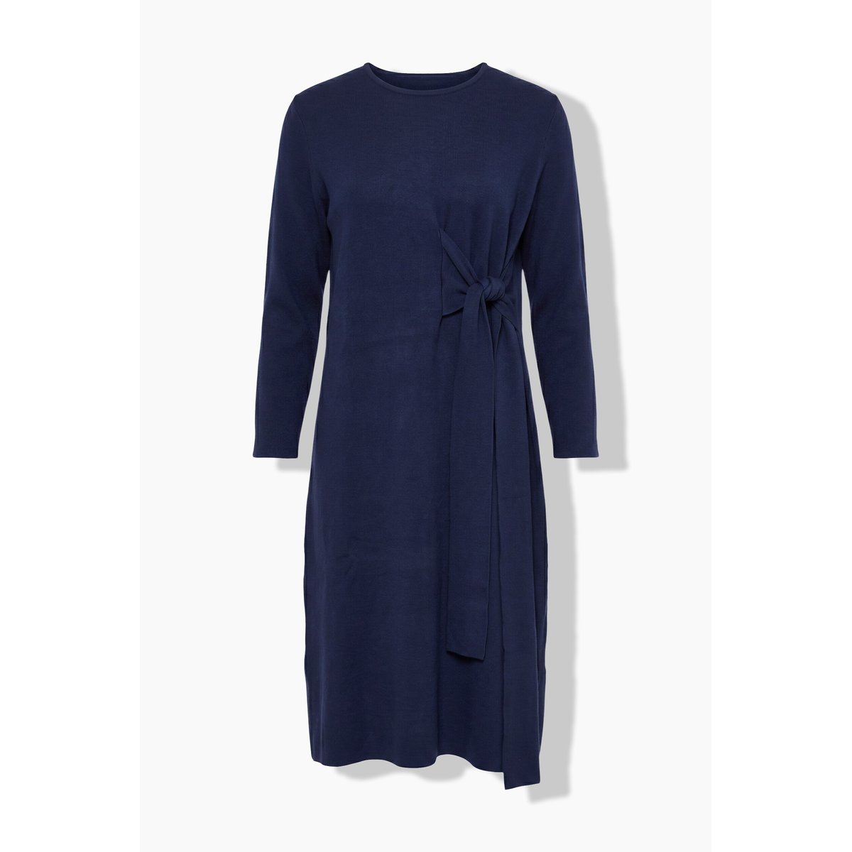 Robe maxi en maille, ruban fantaisie marine, ULLA POPKEN