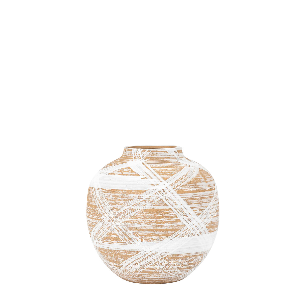 19cm Ovid Hand Painted Stoneware Vase brown              , ÉDITÉ
