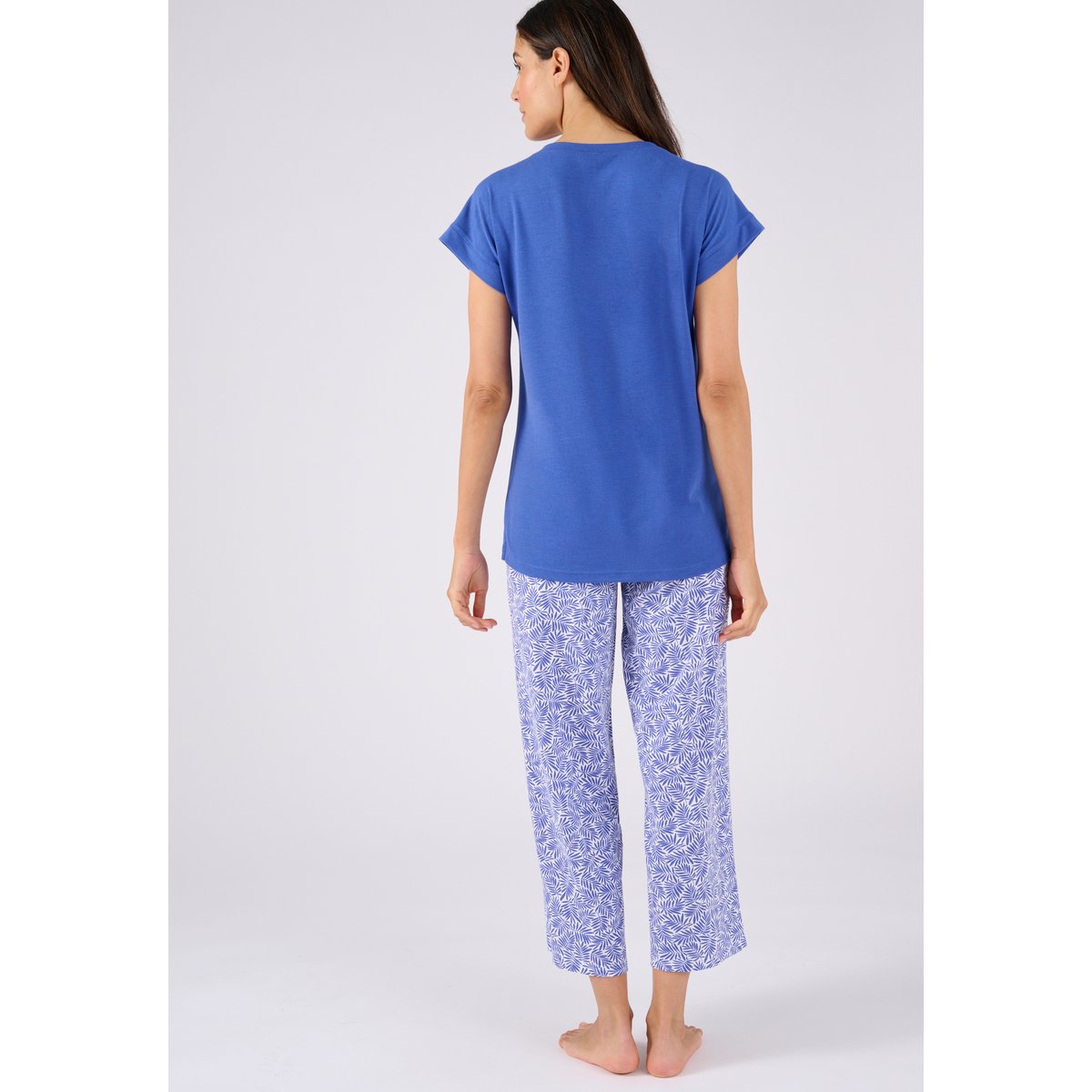 Pyjama 7/8ème Climatyl en maille jersey bleu feuillage, DAMART
