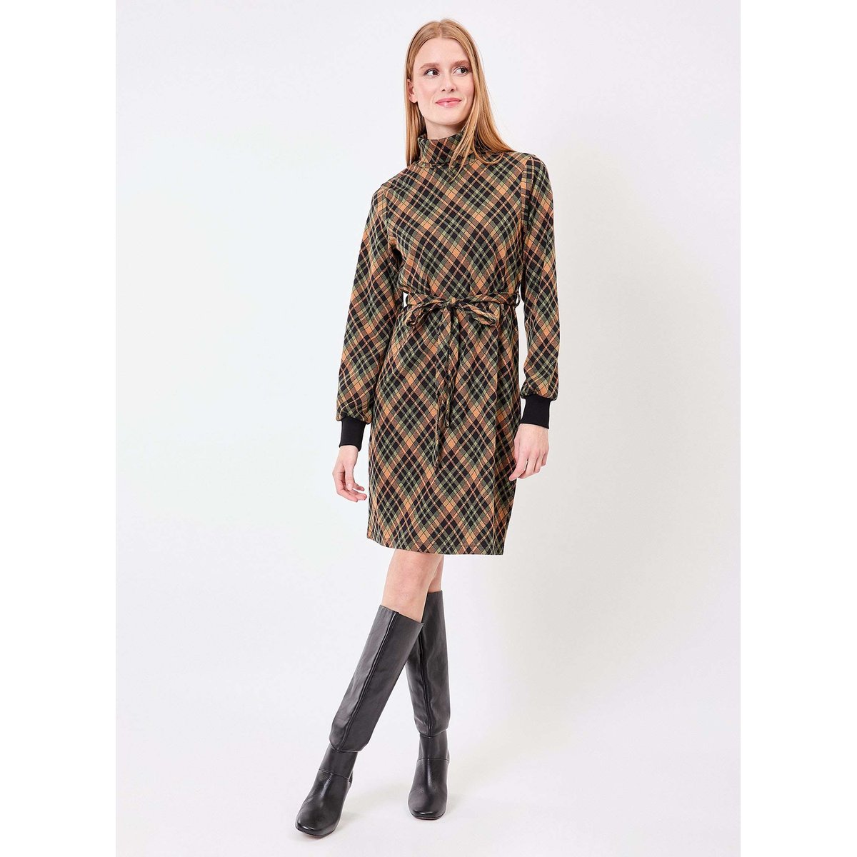Robe en maille jacquard imprimée bio ALOE marron, PRINCESSE NOMADE