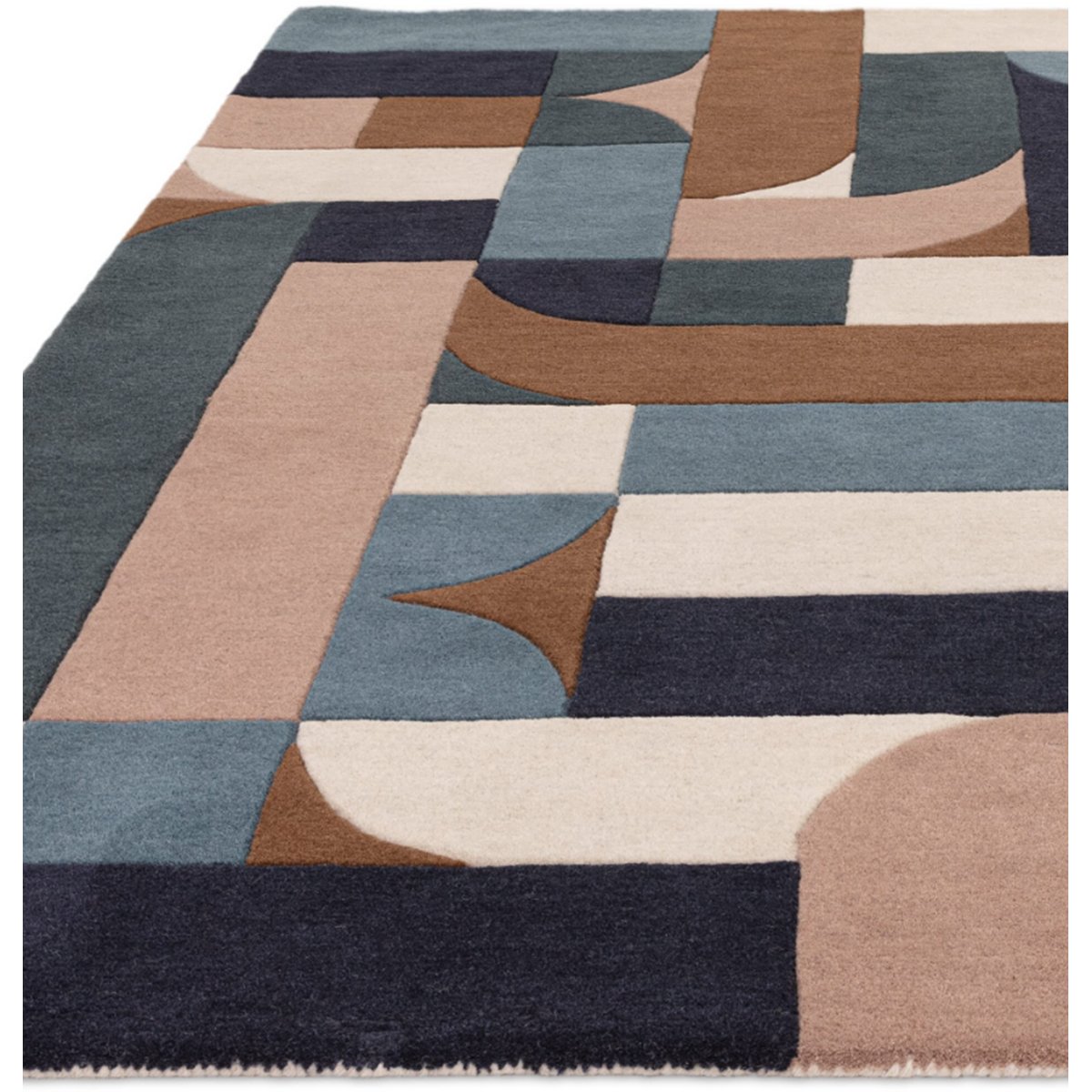Tapis moderne tufté main en laine JINGA bleu, NOVATREND