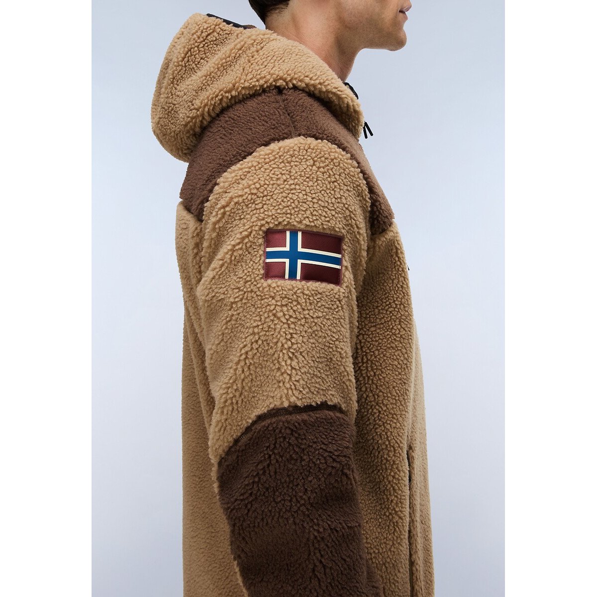 Sweat zippé à capuche col montant beige/marron, NAPAPIJRI