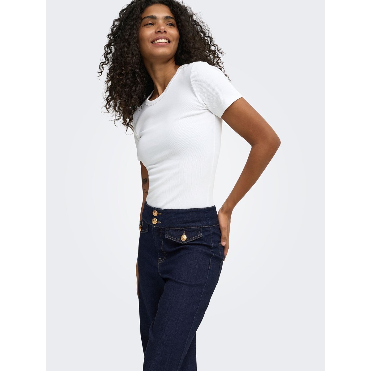 Jean À Jambe Large dark blue denim, ONLY