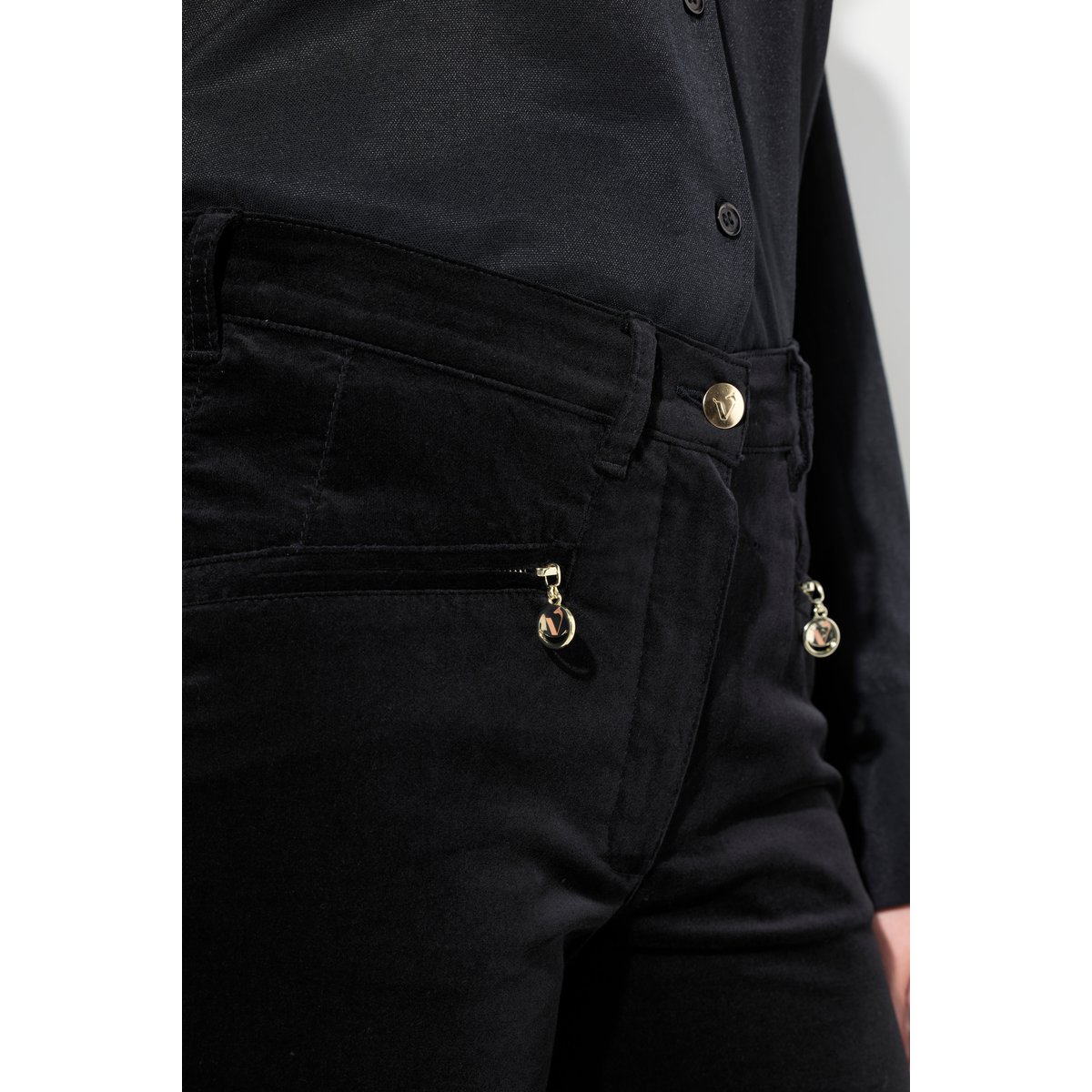 Pantalon en velours Mony, jambe carotte noir, ULLA POPKEN