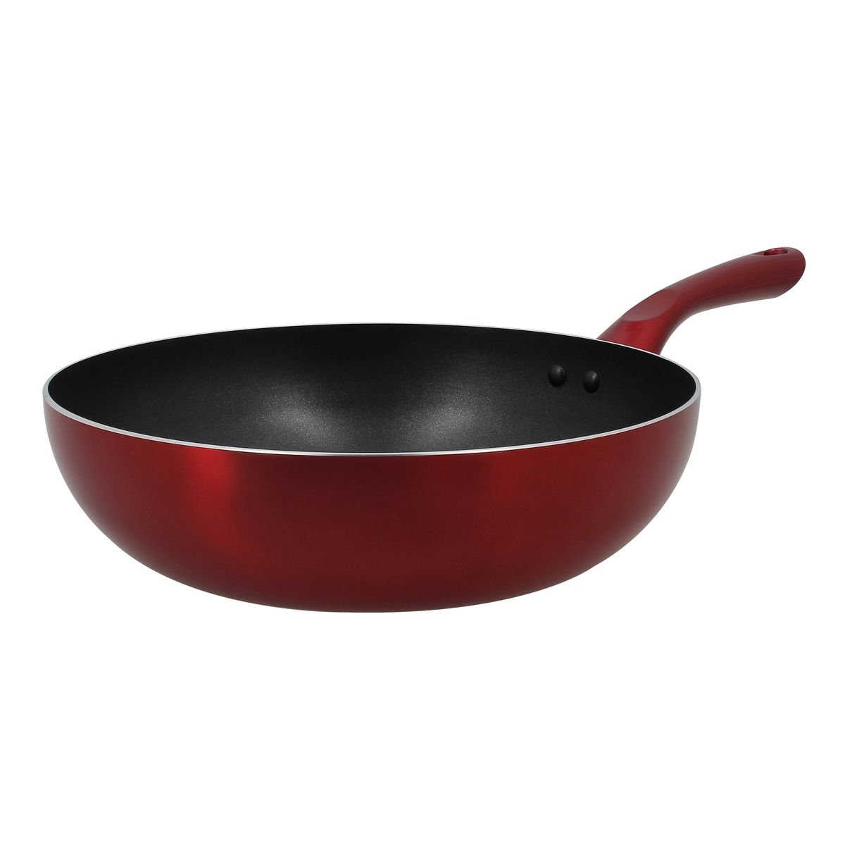 Wok en aluminium 28cm, CERISE noir-rouge, MENASTYL