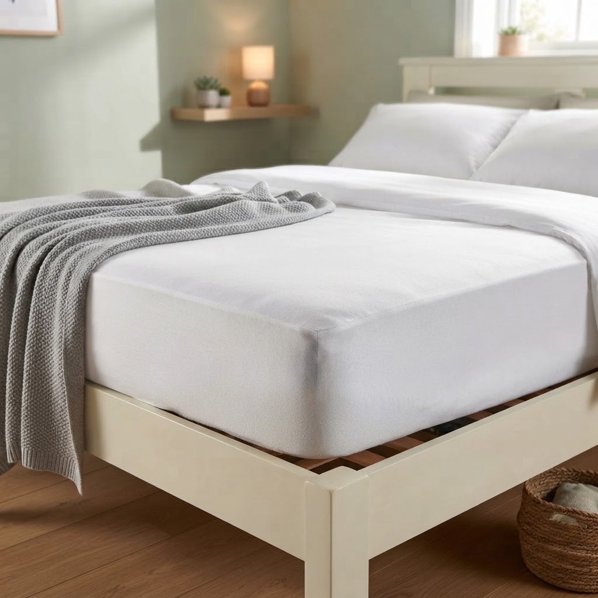 Protege matelas eponge Peva anti acariens 160 x 200 cm Ponny blanc, EDEN