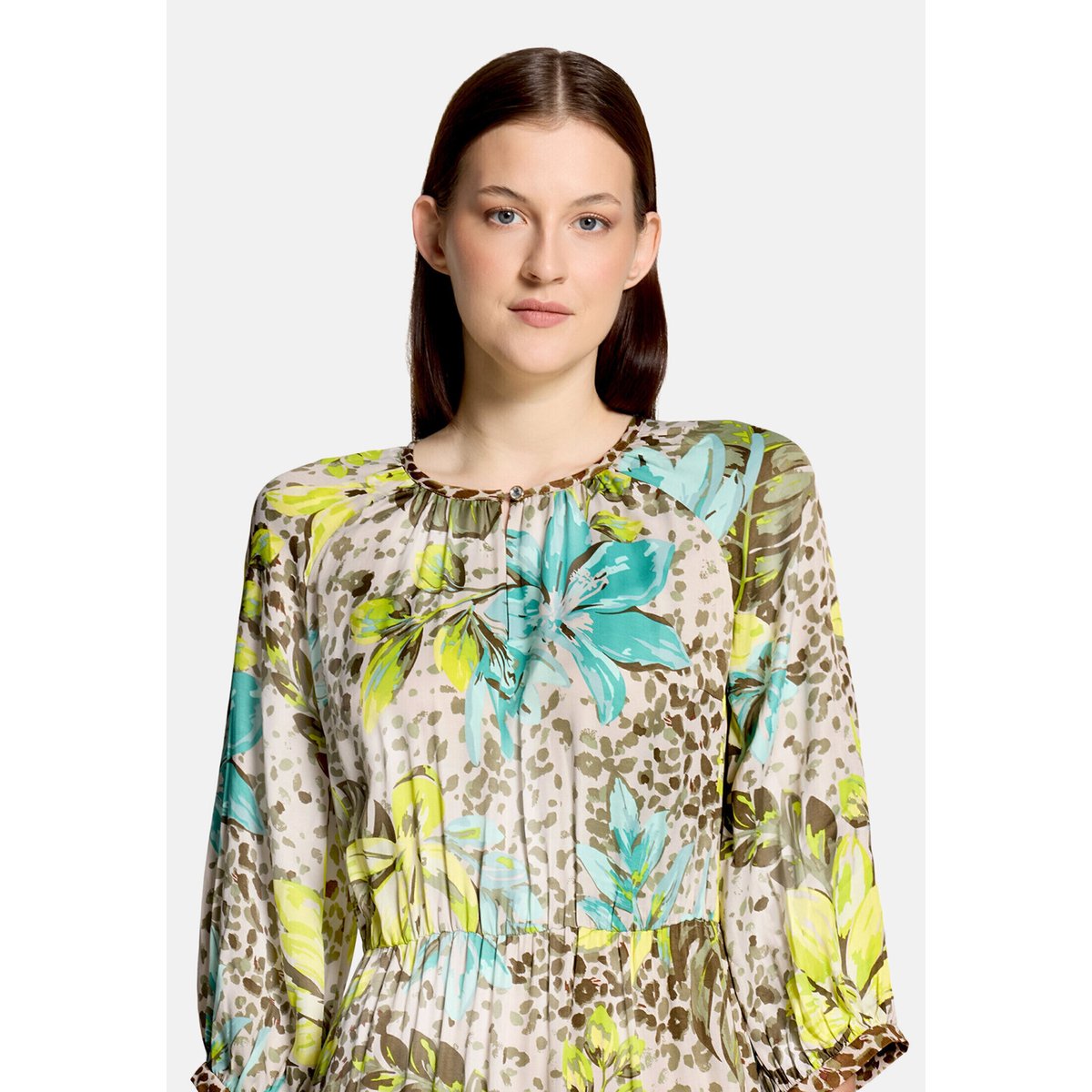 Robe d'été à encolure ronde beige/yellow, BETTY BARCLAY