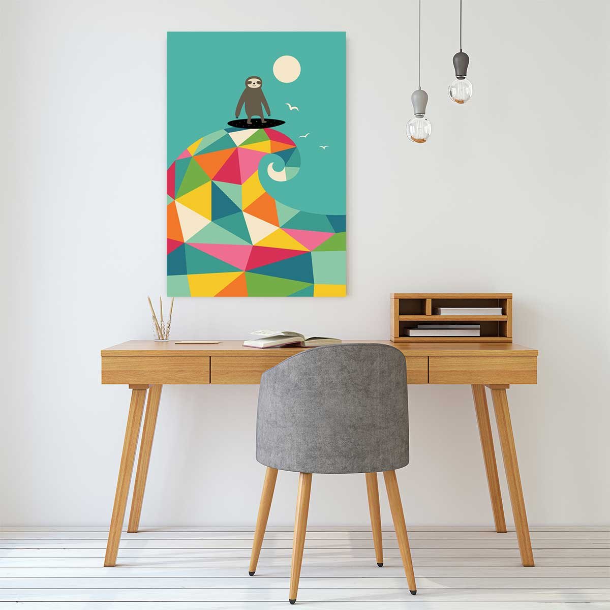 Tableau enfant surf session colorée toile imprimée, HEXOA