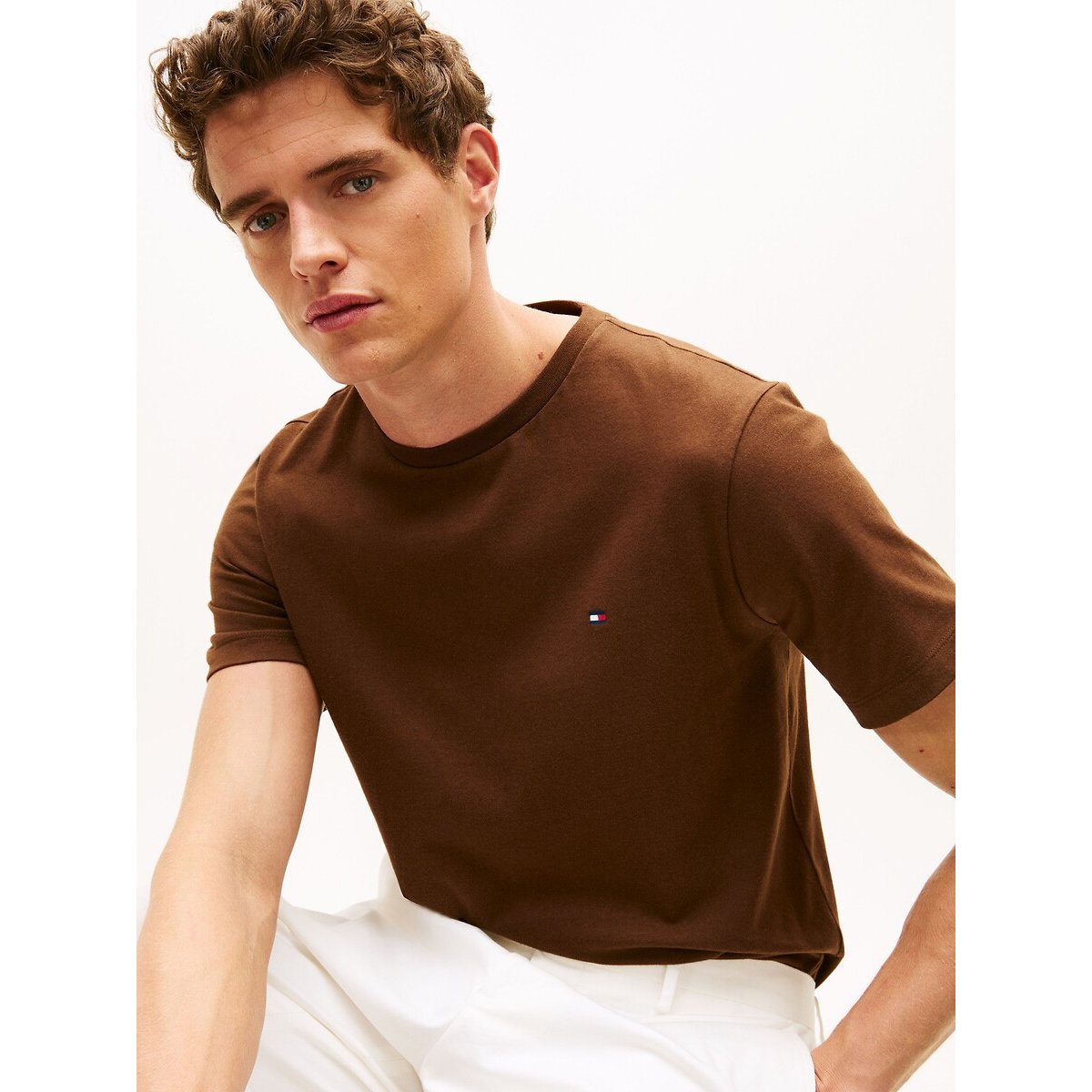 T-shirt épais droit marron, TOMMY HILFIGER