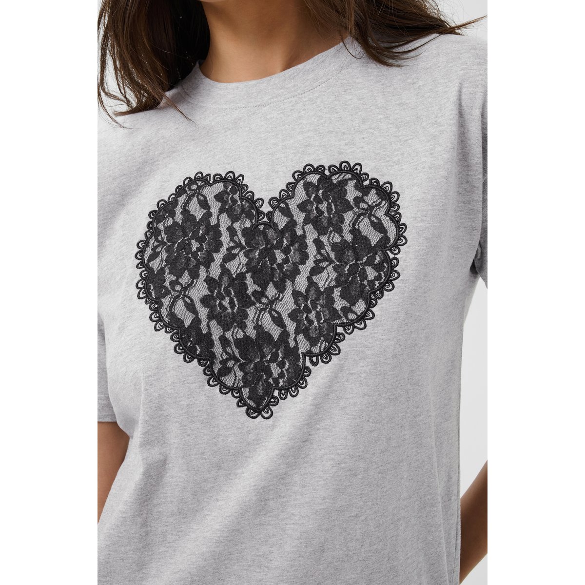 T-shirt gris grey melange, KAFFE