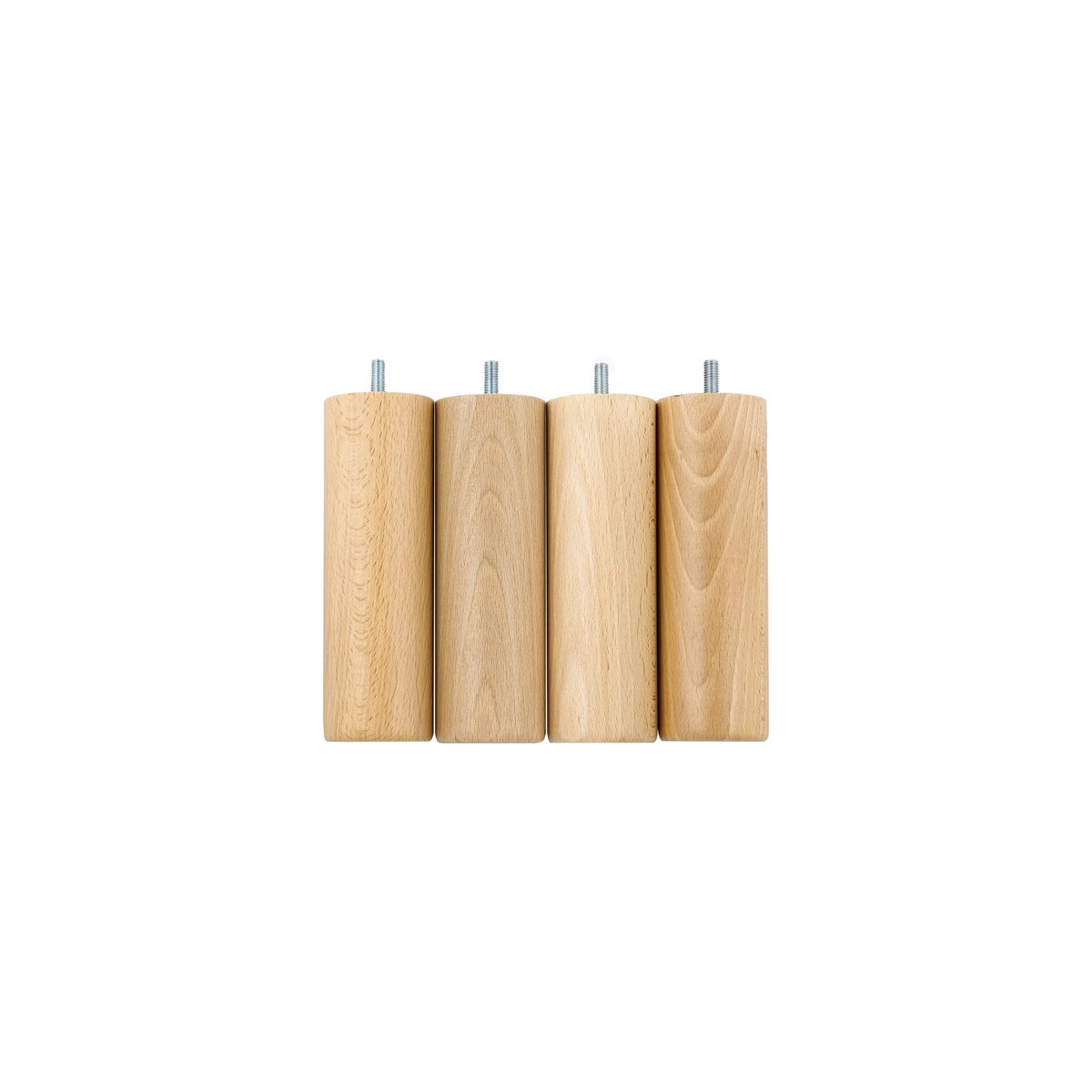 Jeu de 4 pieds cylindriques bois vernis bois clair, CAMIF