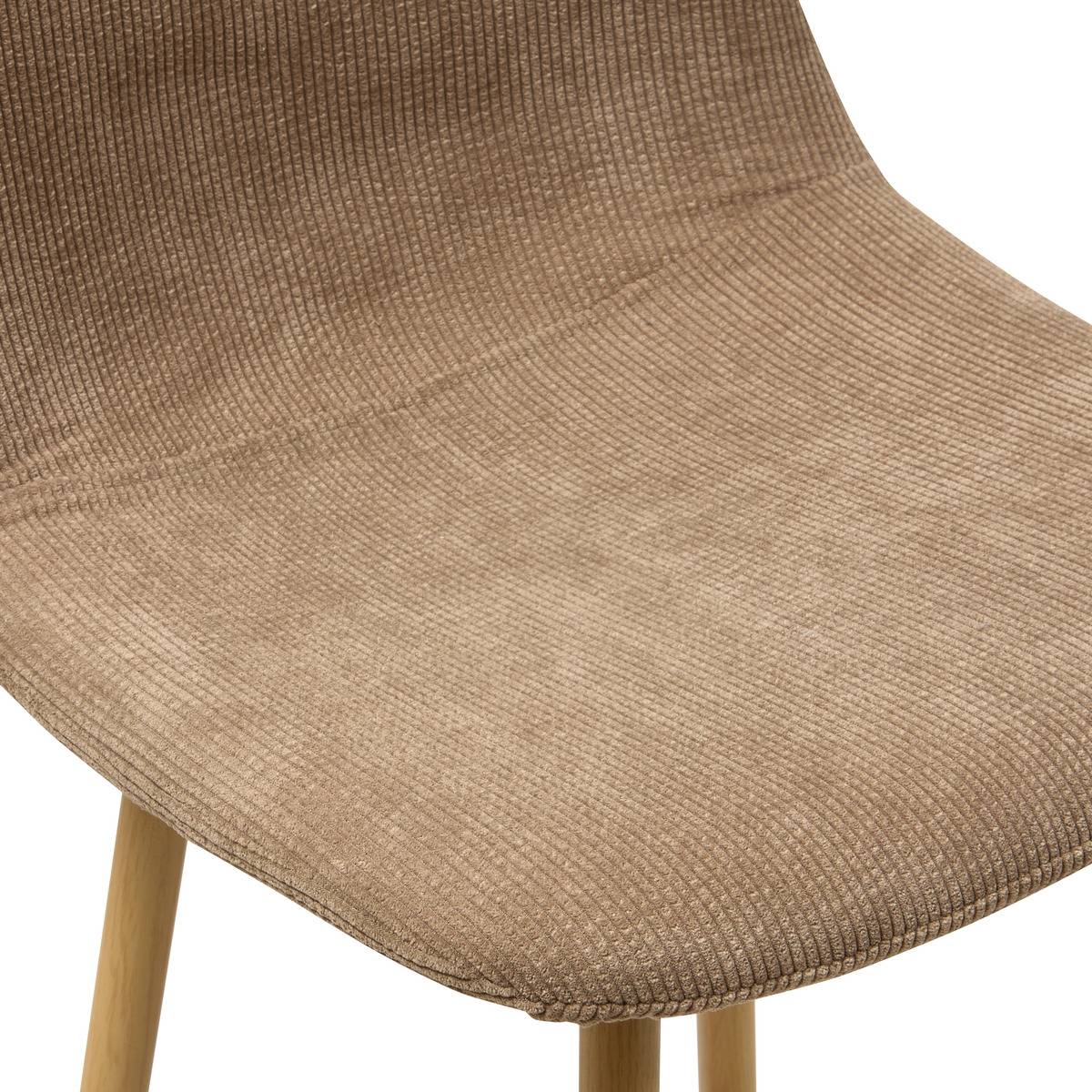 Tabouret de bar en velours côtelé avec repose-pieds ROKA beige moyen, ATMOSPHERA