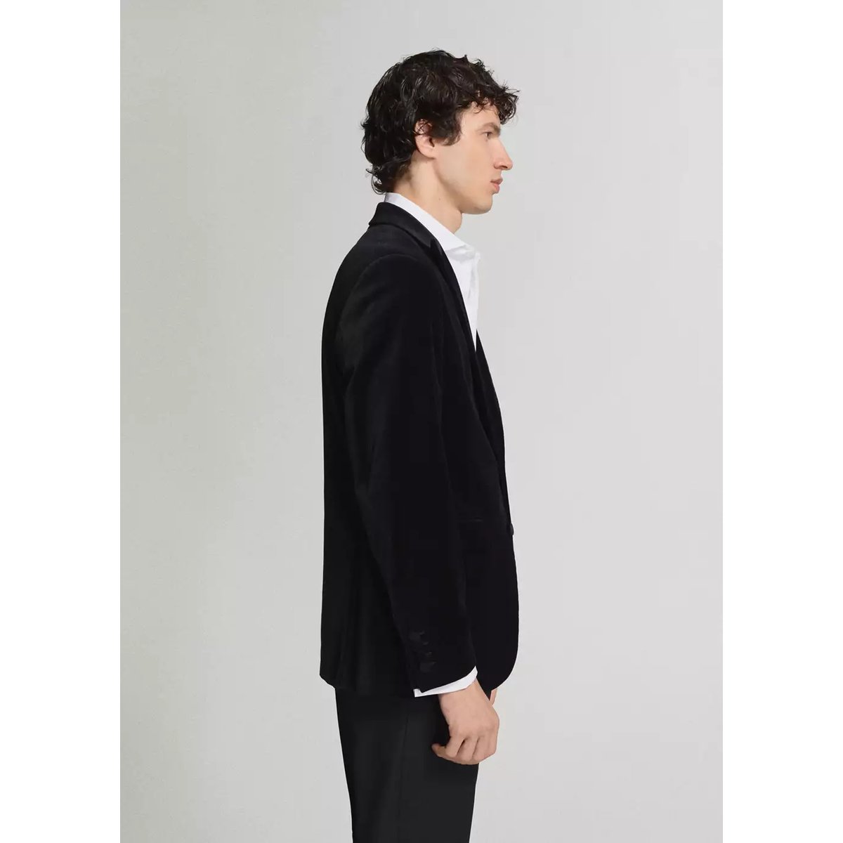 Blazer 100 % coton, velours noir, MANGO MAN