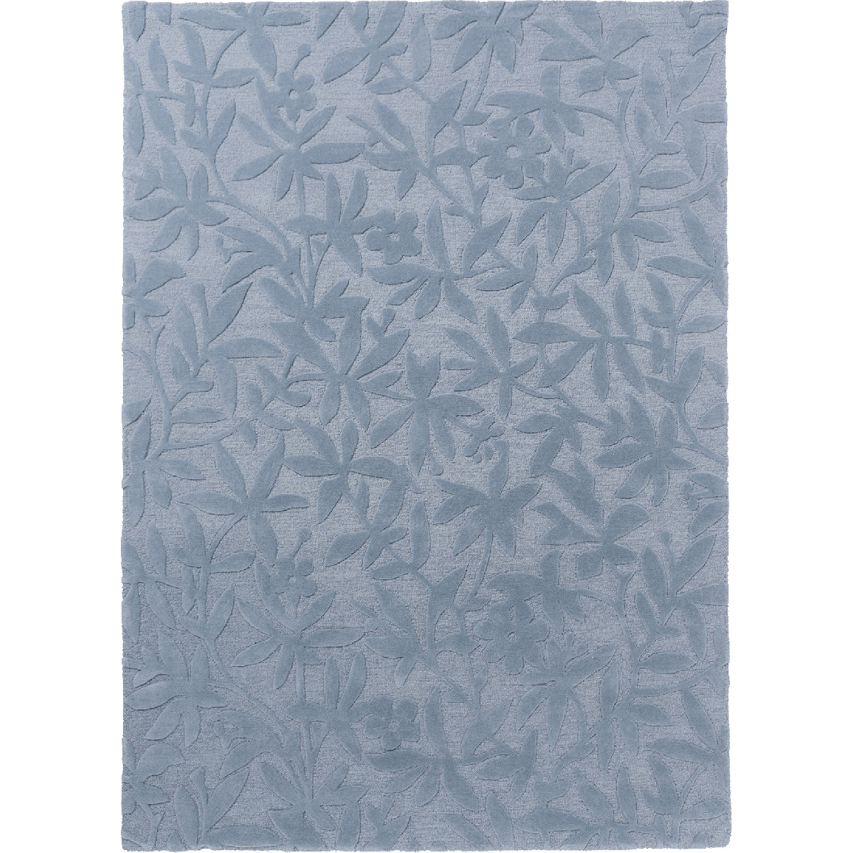 Tapis salon et chambre fait main en laine motif floral CLEAVERS bleu, UN AMOUR DE TAPIS